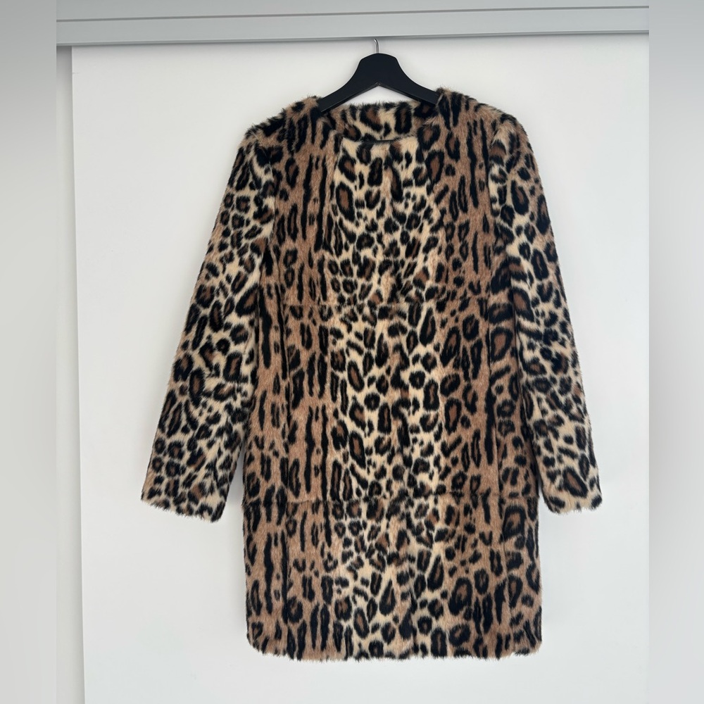 Leopard Print Faux Fur Coat by Topshop